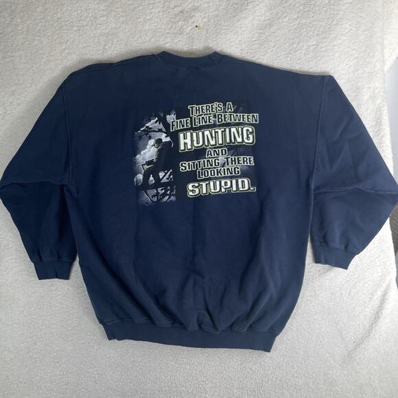 Vintage Buck Wear Sweatshirt Mens 2XL Blue Deer Hunting Wildlife Crewneck - Picture 1 of 16